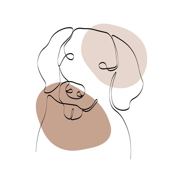 用可爱的狗连续画一条线 白色背景上的当代矢量图解 白底黑线艺术 色彩斑斓 — 图库矢量图片