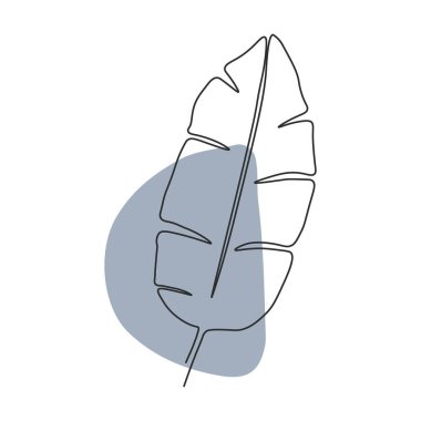 Bir sıra tropik palmiye yaprağı çizimi. Beyaz arka planda siyah çizgiler ve renkli lekeler. Baskı, kapak, duvar kağıdı, asgari ve doğal duvar sanatı için soyut bitki sanatı tasarımı.