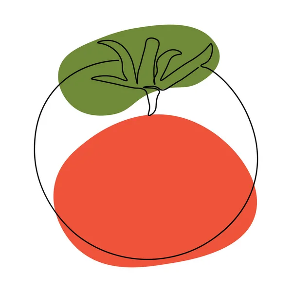 连续一行画西红柿 矢量图解 白色背景的黑线艺术 卡通番茄 白色背景 色彩斑斓 巴巴多斯的概念 — 图库矢量图片