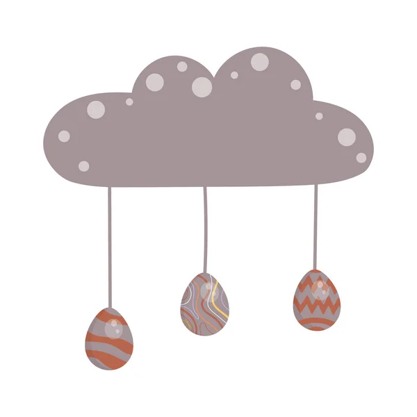 Vector Illustration Cute Cloud Boho Style Eggs Boho Style Childrens — Stock Vector