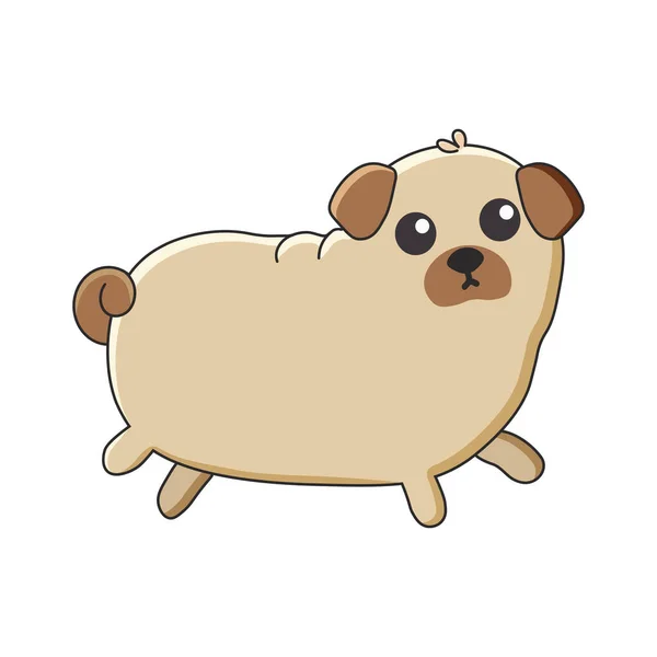 Lindo Pug Estilo Dibujos Animados Ilustración Vectorial Aislada Sobre Fondo — Archivo Imágenes Vectoriales