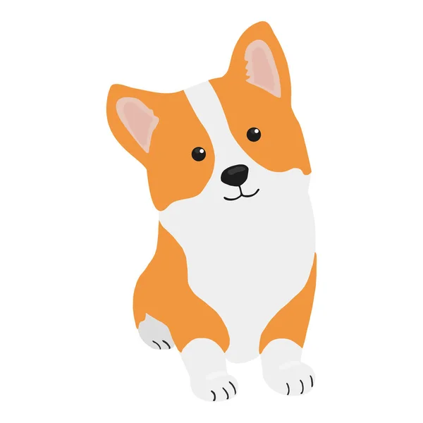 Corgi Pies Wektor Ilustracji Kreskówki Cute Przyjazny Walijski Szczeniak Corgi — Wektor stockowy