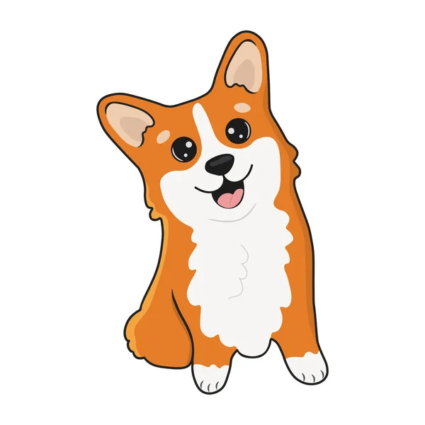 Corgi Cane Vettore Cartone Animato Illustrazione Carino Amichevole Cucciolo Corgi — Vettoriale Stock