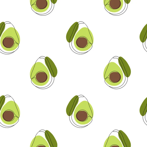 Nahtloses Muster Mit Avocado Auf Weißem Hintergrund Kontinuierlich Eine Linie lizenzfreie Stockillustrationen