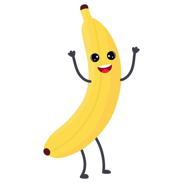Cartoon Banane Mit Niedlichem Gesicht Illustration Mit Lustigen Und Gesunden Stockvektor