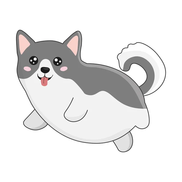 Cute Husky Cartoon Style Vector Illustration Isolated White Background Print — Stock Vector