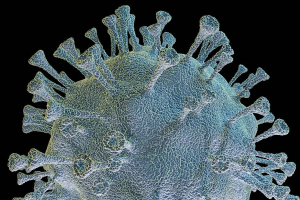 Şeffaf bir arkaplanda Omicron Virüs hücresi. Coronavirus. 3 Boyutlu Hazırlama