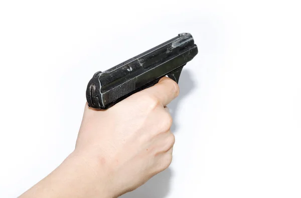 Old Shabby Pistol Hand White Background — Stock Photo, Image