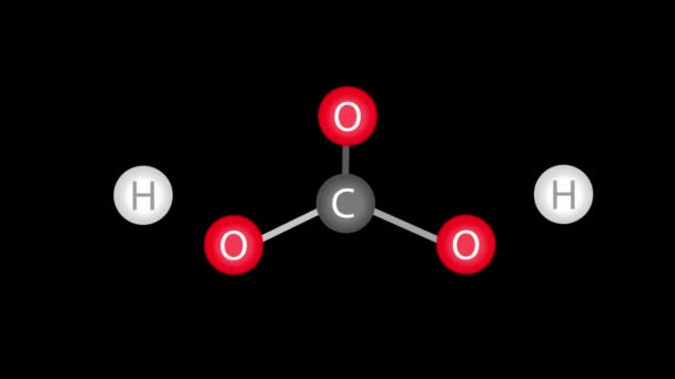 Karbonik Asit Molekülü H2Co3 Yapısının Canlandırılması Izole Edilmiş Arka Plan — Stok video