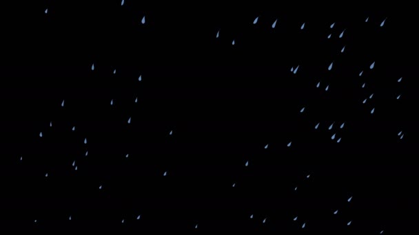 Простая Анимация Дождя Большими Голубыми Каплями Мультфильм Изолированном Фоне — стоковое видео