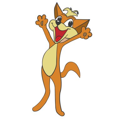 neşeli, duygusal, çizgi film tilkisi, kaldırılmış pençeleri, izole bir arka plan, çizim, vektör