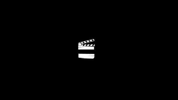 Movie Clapperboard Animation Flying Icon Infinity Isolated Background Alpha Channel — Stock Video