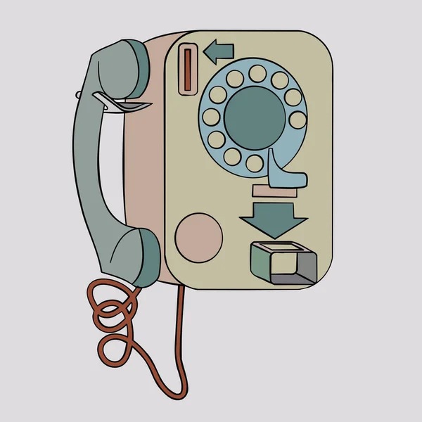 卡通城市付费电话 老式电话 在一个孤立的背景下 — 图库矢量图片