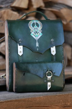 yeşil deri cüzdan sırt çantası 