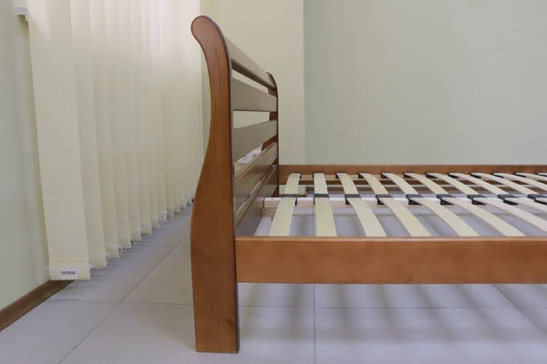 Marco Una Cama Madera Doble Habitación Sin Colchón — Foto de Stock