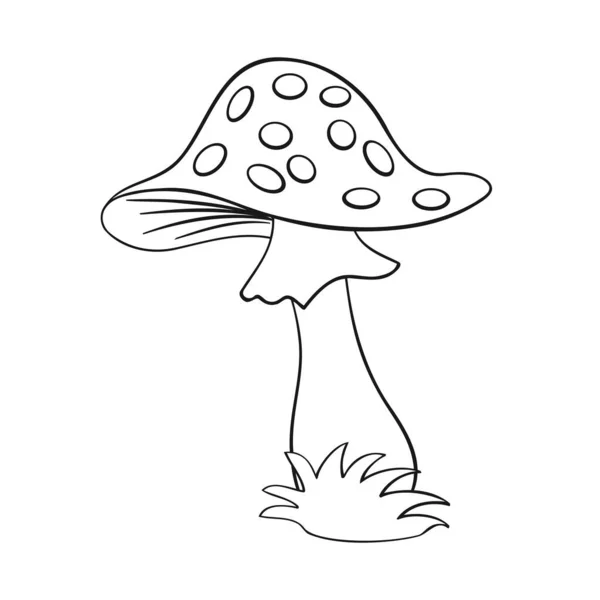 Inedible Amanita Mushroom Isolated Background Cartoon Contour — Stock Vector