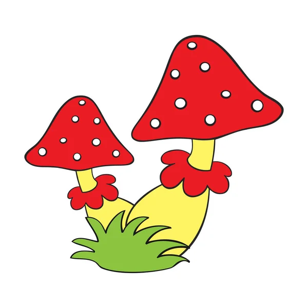 Inedible Amanita Mushroom Isolated Background Drawing Cartoon Isolated Background — Vector de stock