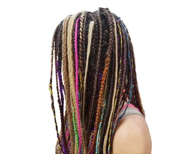 afro-braid hairstyle, weaving acrylic fiber into a female hairstyle, on an isolated background