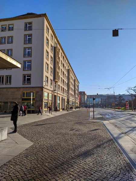 Dresden Tyskland Januari 2020 Dresdengatan Vintern Sachsen Tyskland Europa — Stockfoto