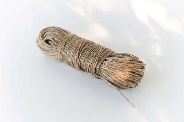 Twisted Skein Twine Rope White Background — 스톡 사진