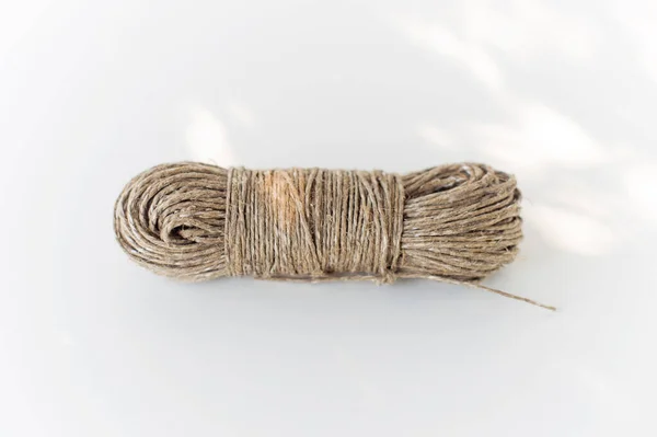 Twisted Skein Twine Rope White Background — 스톡 사진