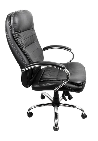 Black Office Executive Chair Chrome Handles White Background — Stockfoto