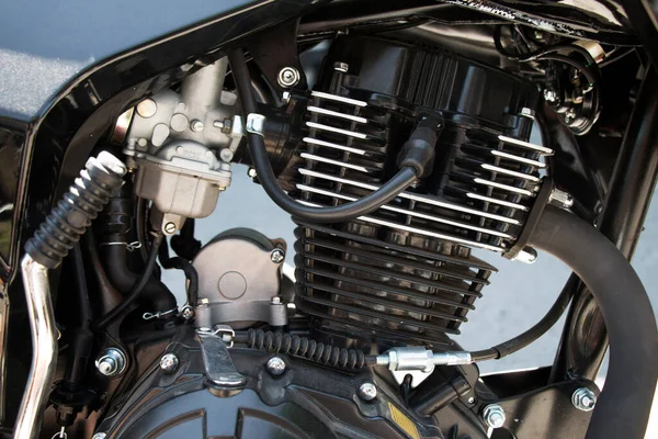 Motorkerékpár Motor Gyújtógyertyákkal Közelkép — Stock Fotó