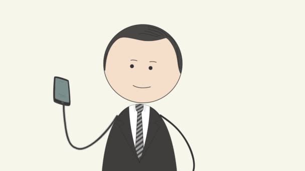 Boss Talking Phone His Office Workplace Cartoon — Stock video
