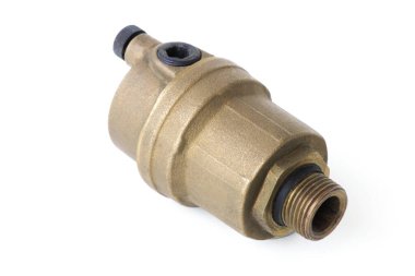 pressure relief valve in heating pipes, on a white isolated background