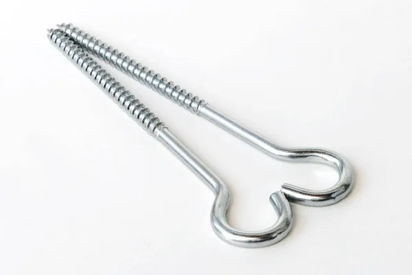 Two Hook Screws White Background Form Heart Close — Stockfoto