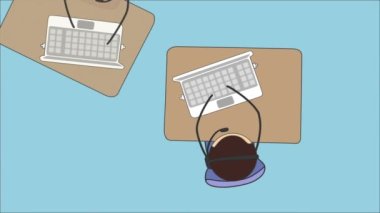 the concept of job cuts, replacing office employees with software, top view, on an isolated background