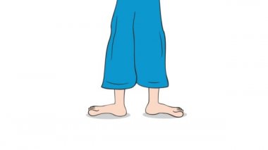 shackles are put on bare feet, cartoon, on an isolated background