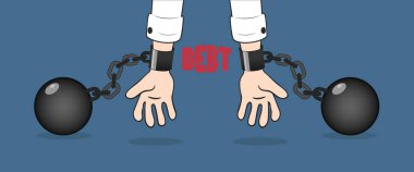 hands shackled, addiction concept, cartoon, vector illustration