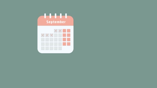 Calendar Days September Concept Schedule Appointment Alpha Channel — Vídeo de Stock