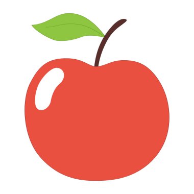 cartoon drawing of an apple with a leaf