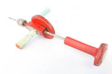 manual mechanical drill, brace, on a white isolated background