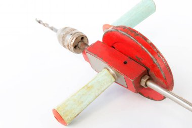 manual mechanical drill, brace, on a white isolated background