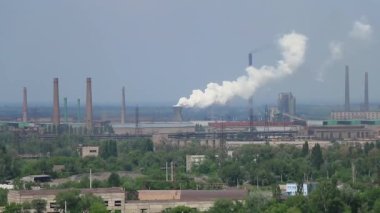 dense smoke from a factory chimney, Kamianske, Ukraine