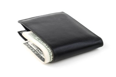 Cüzdanında para izole edilmiş beyaz