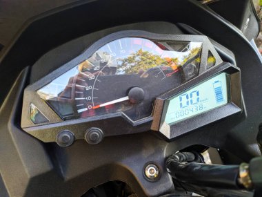 electric motorcycle dashboard, close-up