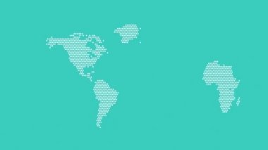 Dünya haritasından el indirme kıtaları, izole arkaplanda düz animasyon