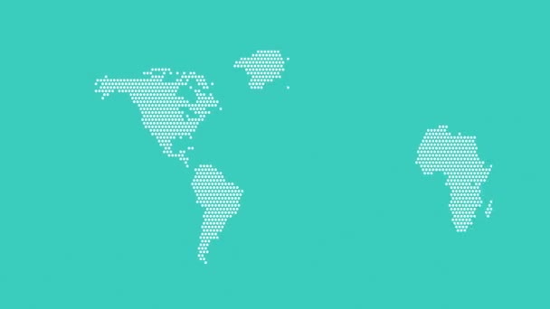Mano Cadere Continenti Dalla Mappa Del Mondo Animazione Piatta Sfondo — Video Stock