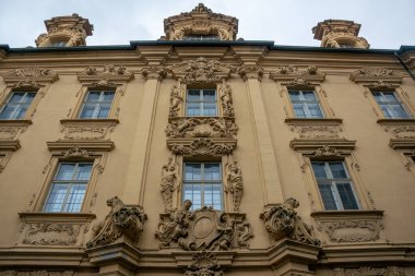 Bavyera, Almanya 'da Bamberg' de Barok Bottinger House 'un ön cephesi. UNESCO Dünya Mirası Alanı. Bamberg, Almanya 'nın en popüler seyahat merkezlerinden biridir.