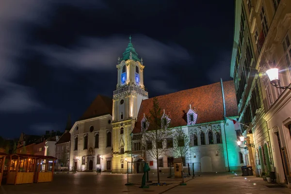 Main Square Hlavne Namestie Old Town Hall Bratislava Slovakia Night — Stock Photo, Image
