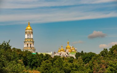 Kyiv Pechersk Lavra Manastırı 'nın panoramik manzarası, Kyiv, Ukrayna. UNESCO Dünya Mirası Alanı