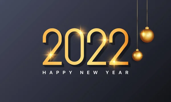 Mutlu Yıllar 2022 Karanlık Bir Arkaplanda Mutlu Yıllar Tatil Tebrik — Stok Vektör