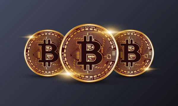 Bitcoin Crypto Currency Dark Background — стоковый вектор