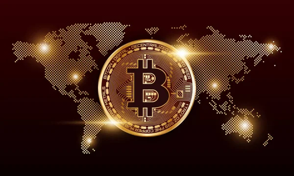 Bitcoin Kripto Para Birimi. Fütürist Konseptte Bitcoin 'in Teknik Grafiği