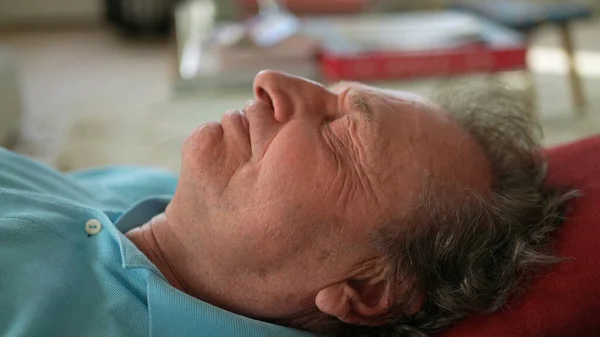 Senior Person Napping Older Man Sleeping Resting Afternoon Nap — Stock Photo, Image