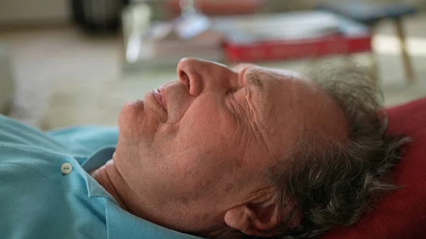 Senior Person Napping Older Man Sleeping Resting Afternoon Nap — Stok fotoğraf